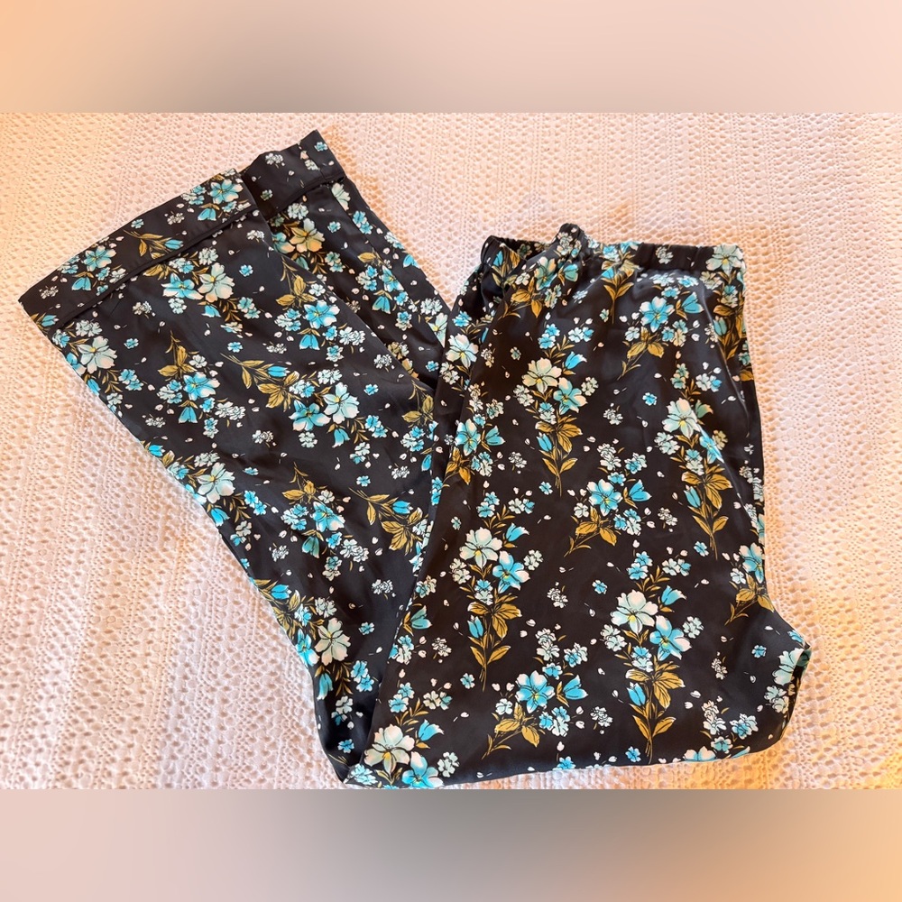 LOFT Floral Pajama Pants - Black and Blue size small